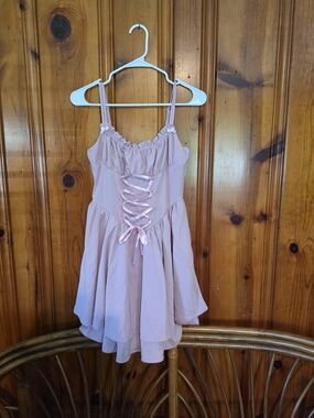 Womens Blush Pink Lace-Up Sundress